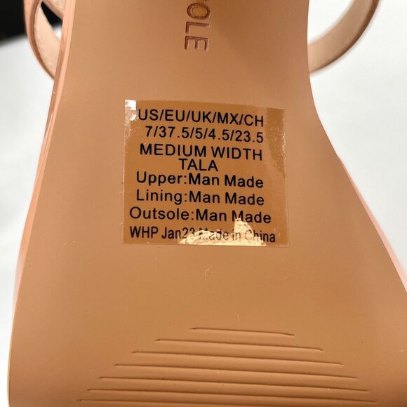 Kenneth Cole Tala Platform Heels Size 7M Buff Patent Strappy Square Toe Sandals - Picture 12 of 14